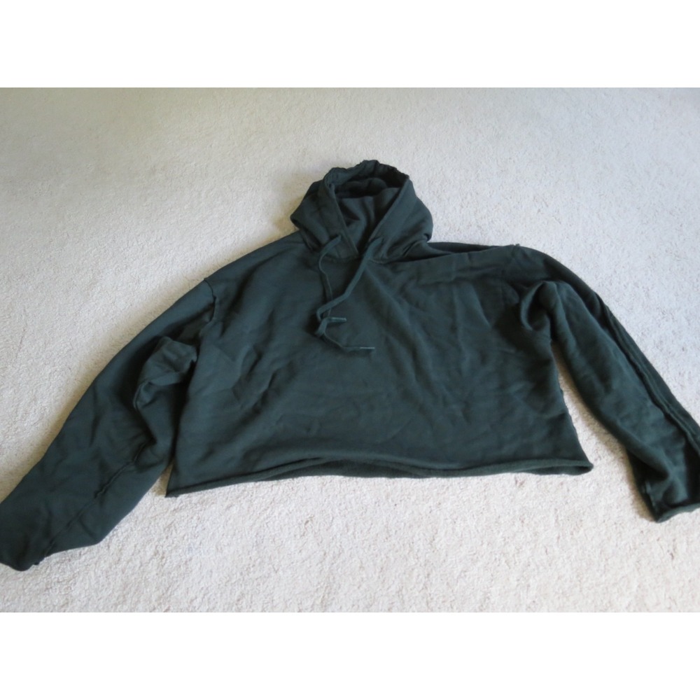 Alo Yoga Womens Black Cropped Hoodie Sweatshirt Size Large Pullover Activewear